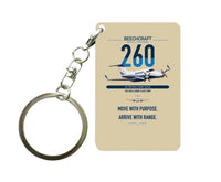 Thumbnail for Beechcraft King Air 260 design on beige designed key chain, double-side print