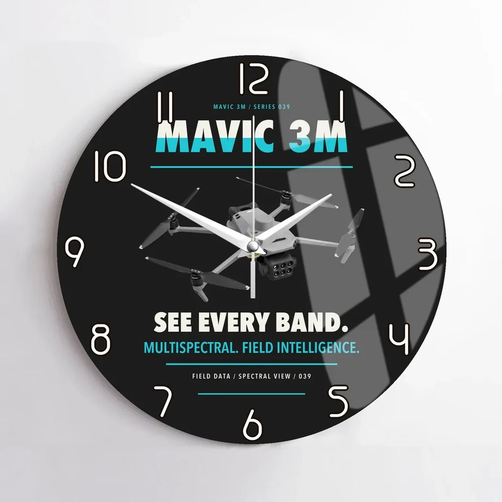 DJI Mavic 3 Multispectral design on black no frame wall clock