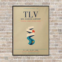 Thumbnail for Tel Aviv Ben Gurion Airport TLV vertical canvas print - framed - beige background