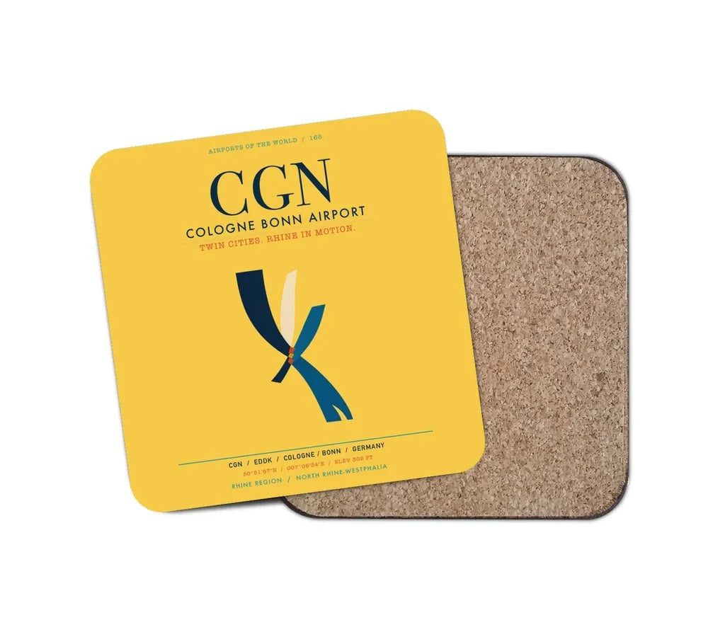 Cologne Bonn Airport (CGN) design on yellow 1 piece coaster