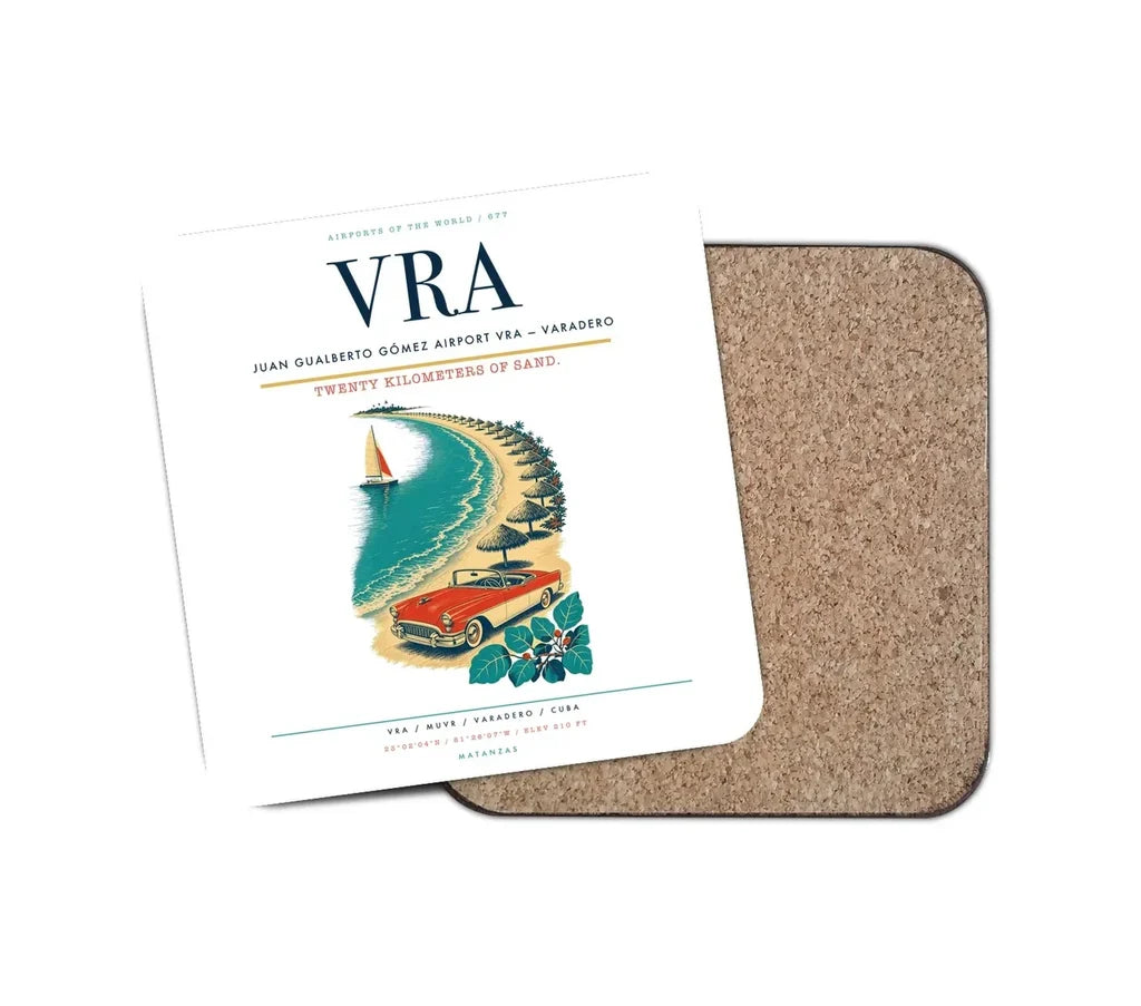 Juan Gualberto Gómez Airport (VRA) design on white 1 piece coaster
