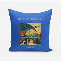Thumbnail for VINTAGE G4300 - The Grand Terminal Echo - Designed Pillows design on blue