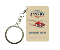 Thumbnail for SUBARU Bell 412EPX design on beige designed key chain, double-side print