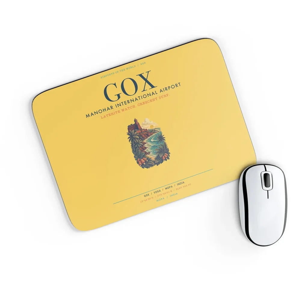 Manohar International Airport Mopa (GOX) design on yellow rectangle mouse pad