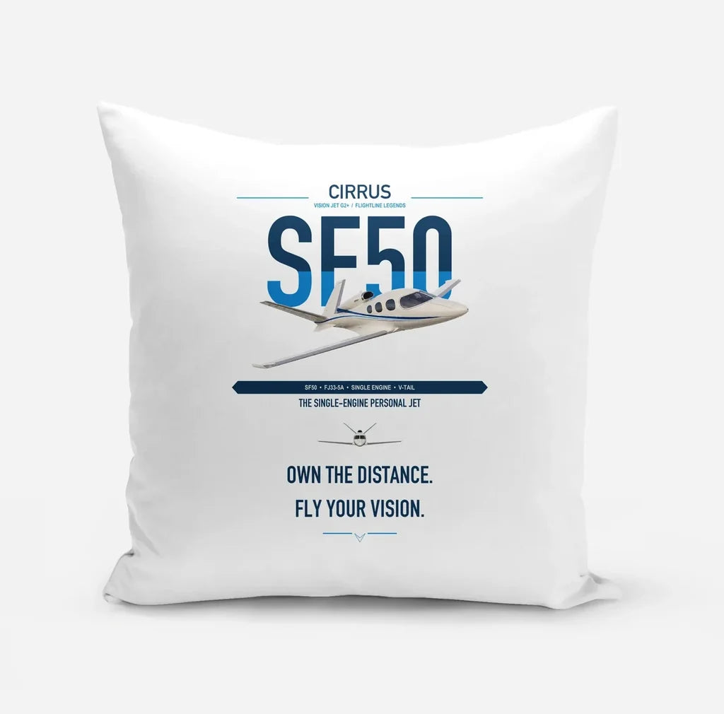 Cirrus Vision Jet G2+ design on white pillow