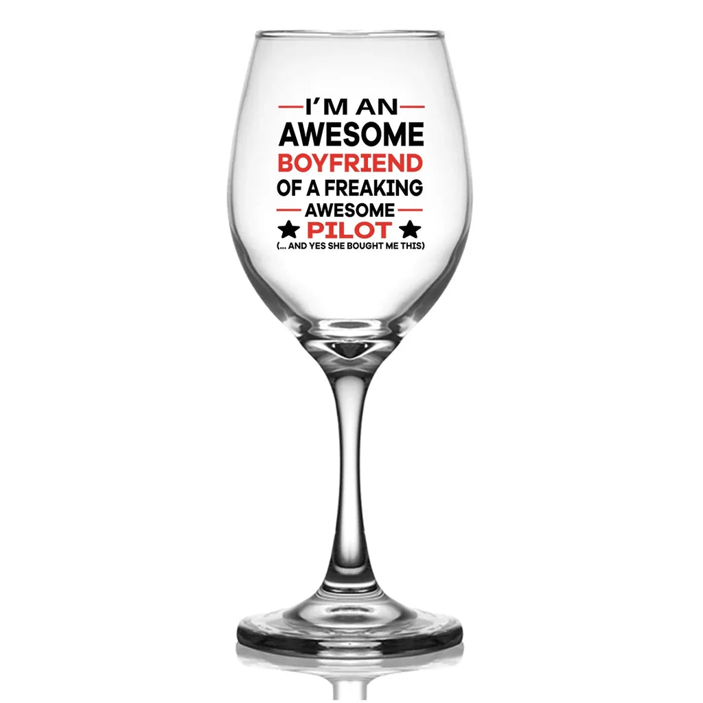 Customisable I am an Awesome Boyfriend Wine Glass - view 2