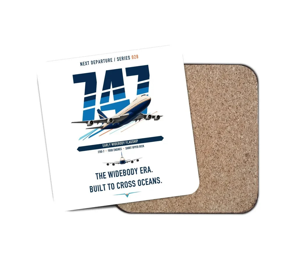 Boeing 747-200B design on white 1 piece coaster