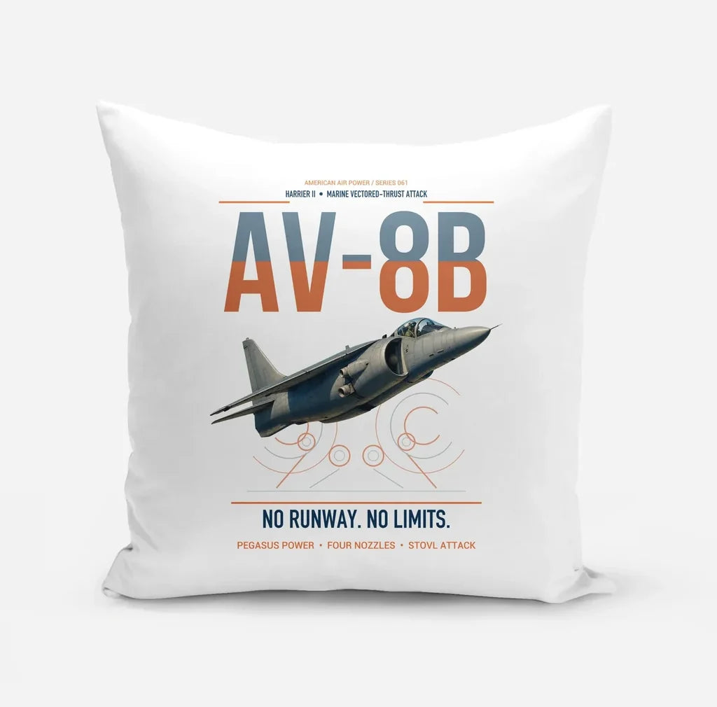 AV-8B Harrier II design on white pillow