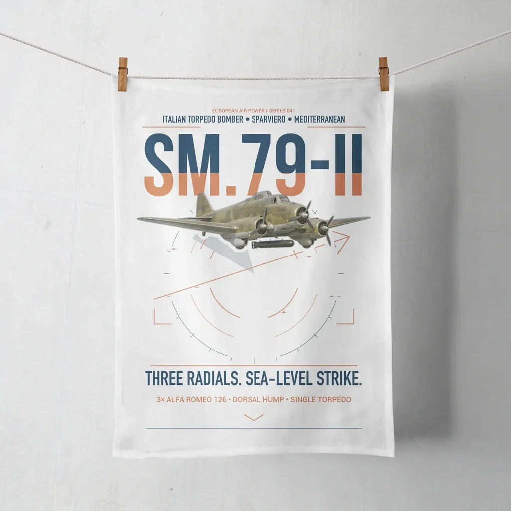 Savoia-Marchetti SM.79-II Sparviero design on white towel