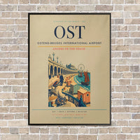 Thumbnail for Ostend-Bruges International Airport OST vertical canvas print - framed - beige background