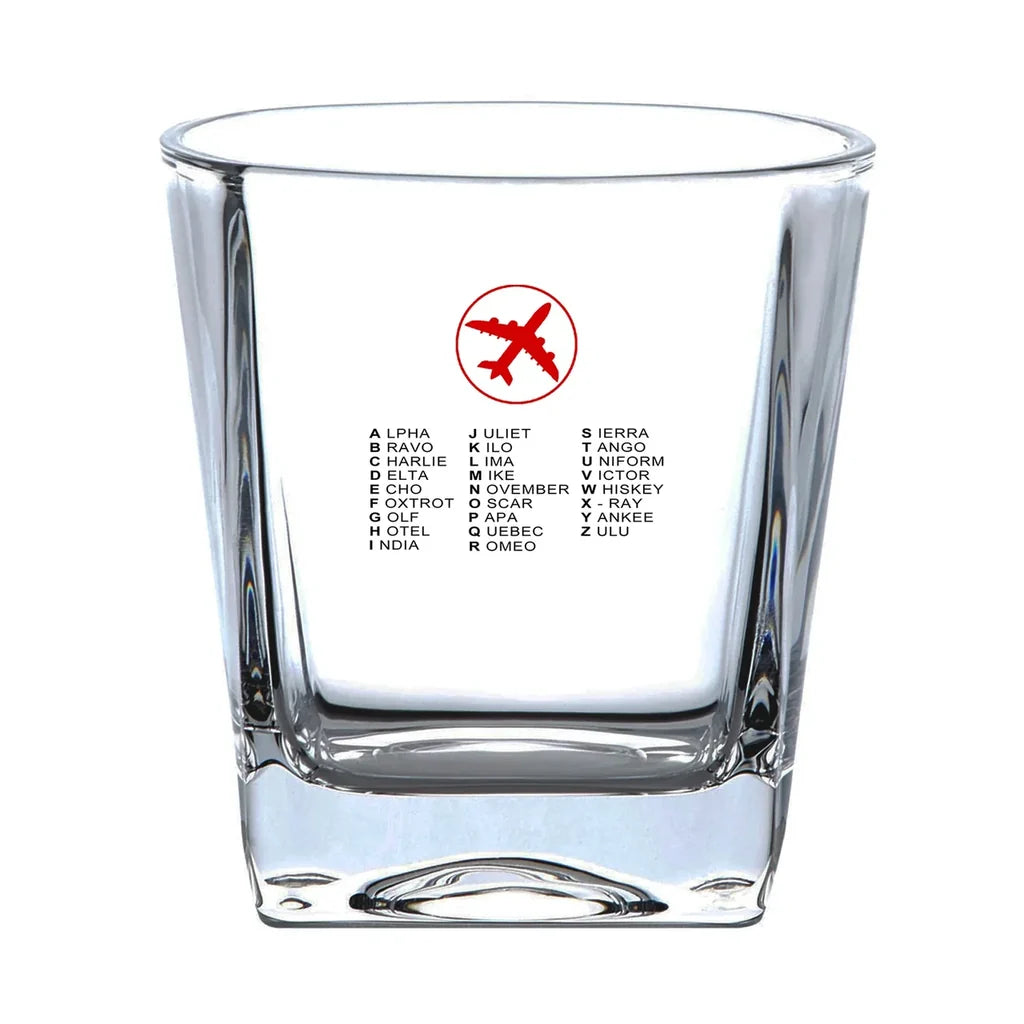 Customisable Aviation Alphabet Whisky Glass - view 2