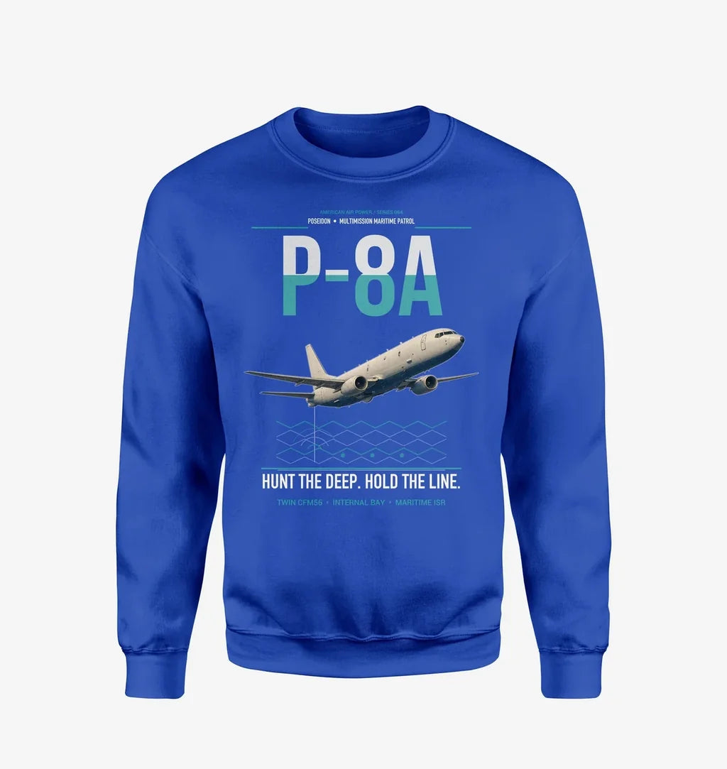P-8A Poseidon design on blue sweatshirt