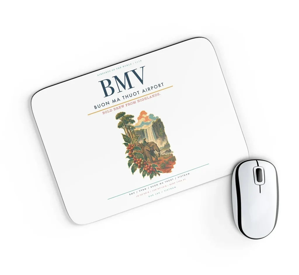 Buon Ma Thuot Airport (BMV) design on white rectangle mouse pad