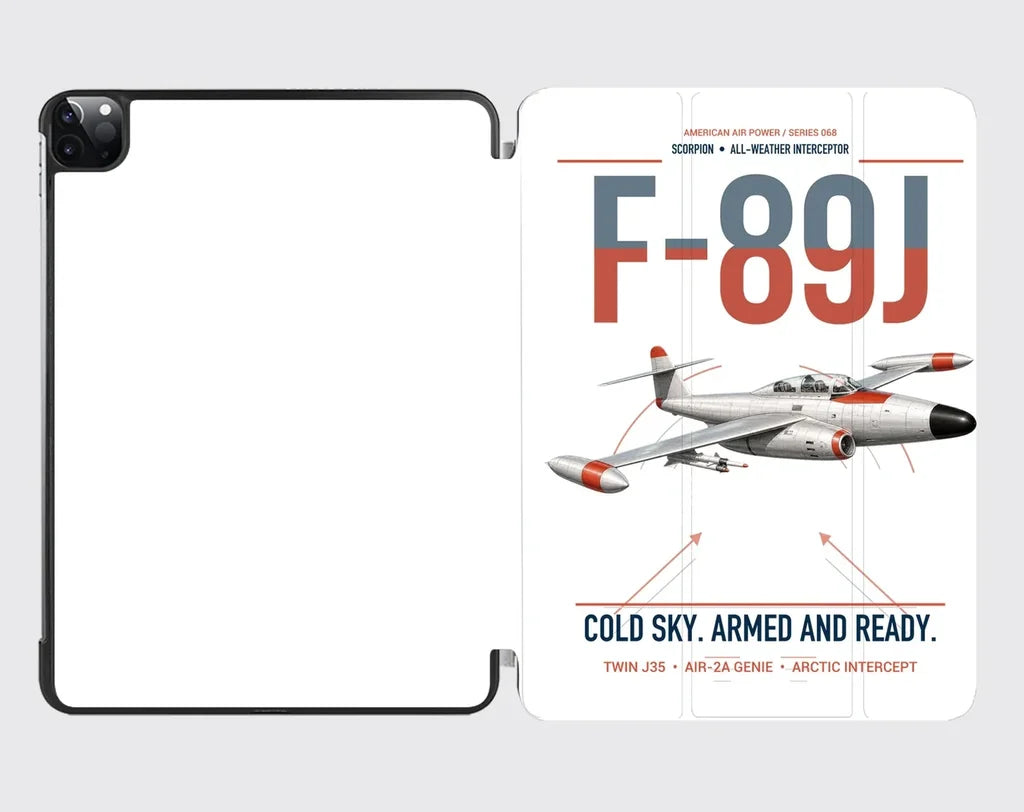 F-89J Scorpion design on white ipad tablet case