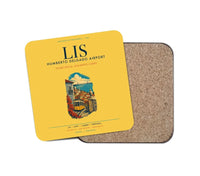 Thumbnail for Lisbon Humberto Delgado Airport (LIS) design on yellow 1 piece coaster