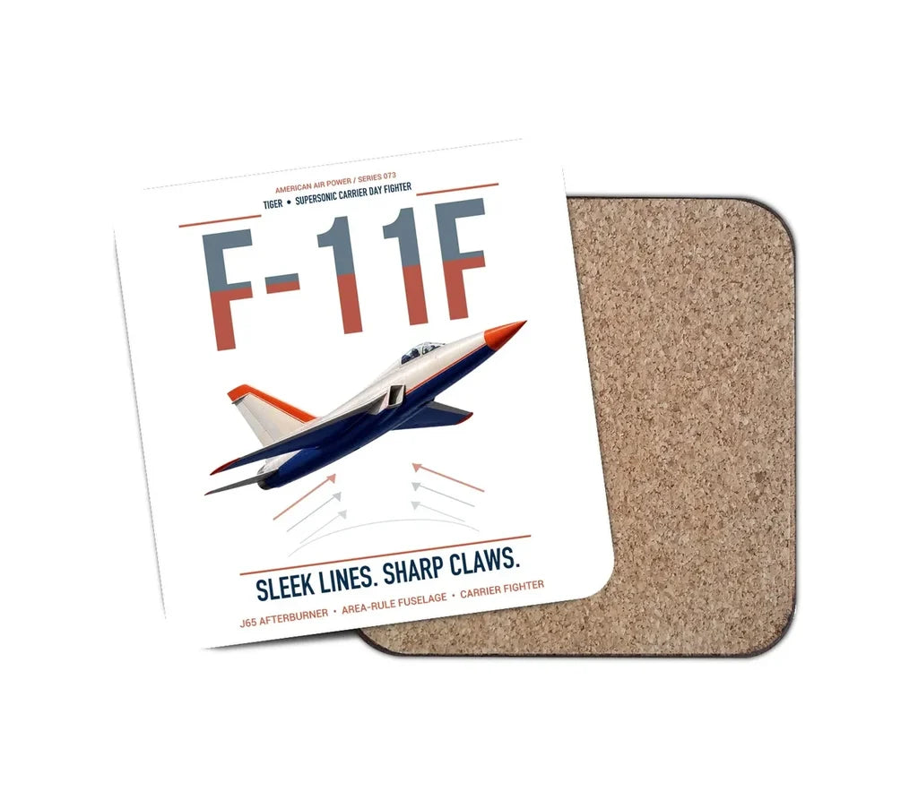 F-11F Tiger design on white 1 piece coaster