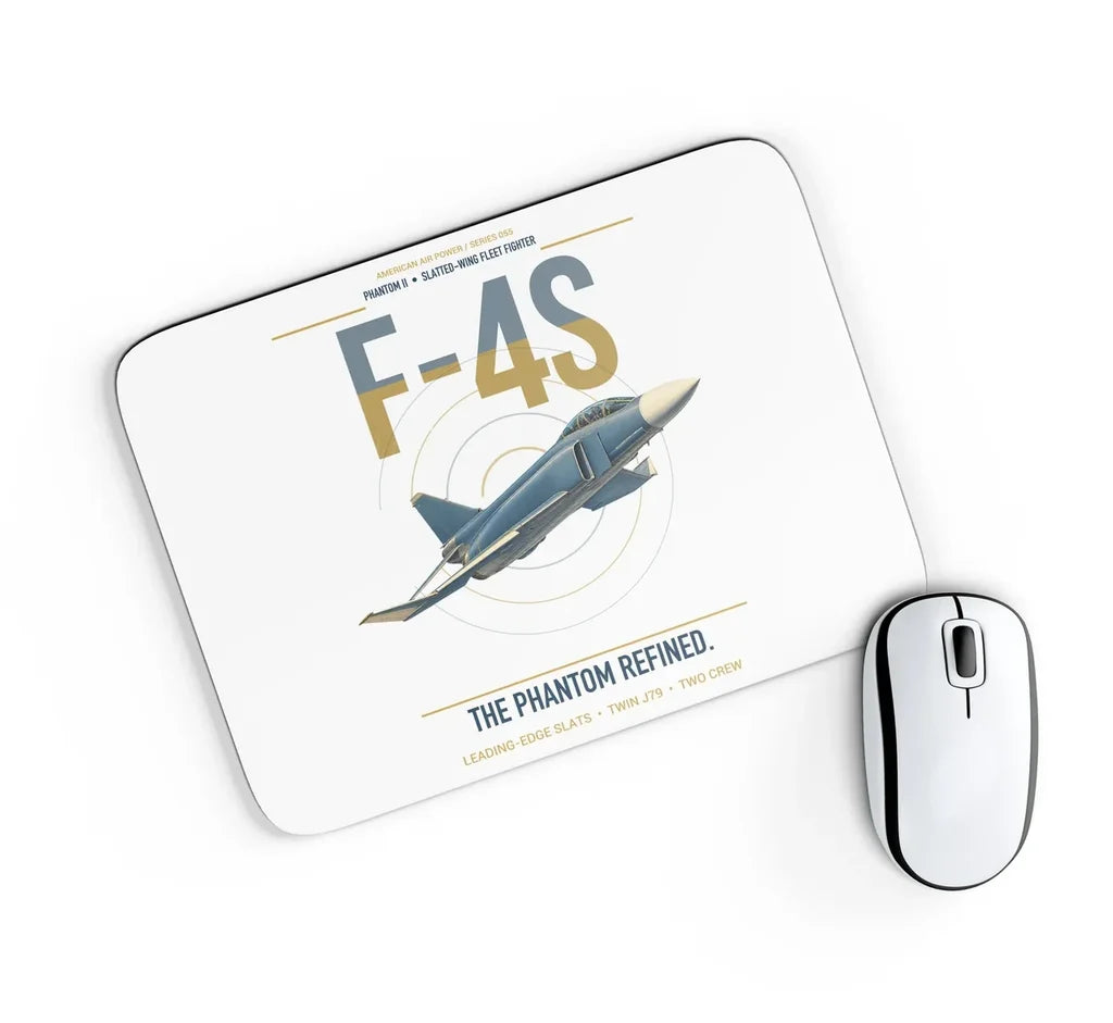 F-4S Phantom II design on white rectangle mouse pad