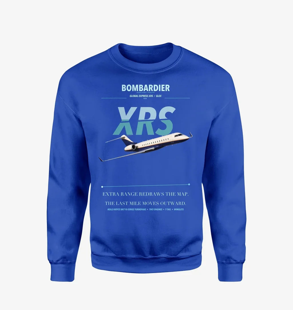 Bombardier Global Express XRS design on blue sweatshirt