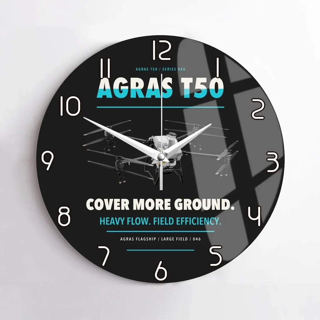 DJI Agras T50 design on black no frame wall clock