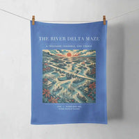 Thumbnail for VINTAGE G4274 - The River Delta Maze - Designed Towels design on blue