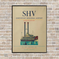 Thumbnail for Shreveport Regional Airport SHV vertical canvas print - framed - beige background