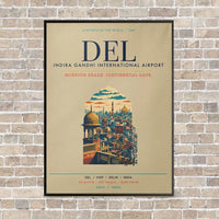 Thumbnail for Indira Gandhi International Airport Delhi DEL vertical canvas print - framed - beige background