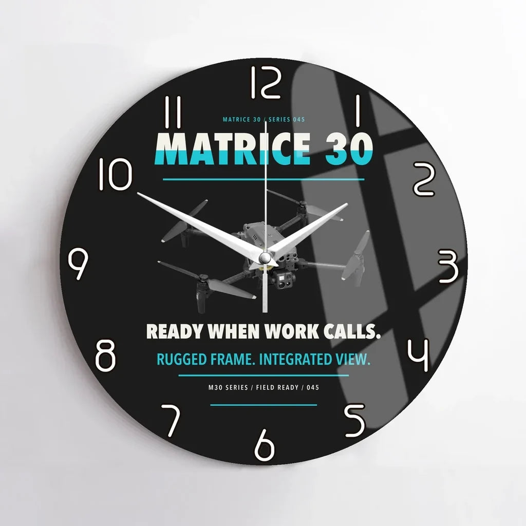 DJI Matrice 30 design on black no frame wall clock