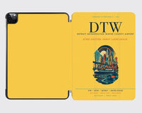 Thumbnail for Detroit Metropolitan Wayne County Airport (DTW) design on yellow ipad tablet case