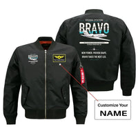Thumbnail for Cessna Citation Bravo design on black+name bomber jacket, double-side print