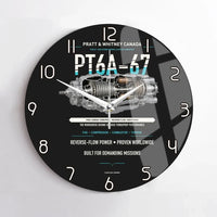 Thumbnail for PT6A-67 design on black no frame wall clock