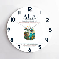 Thumbnail for Queen Beatrix International Airport (AUA) design on white no frame wall clock