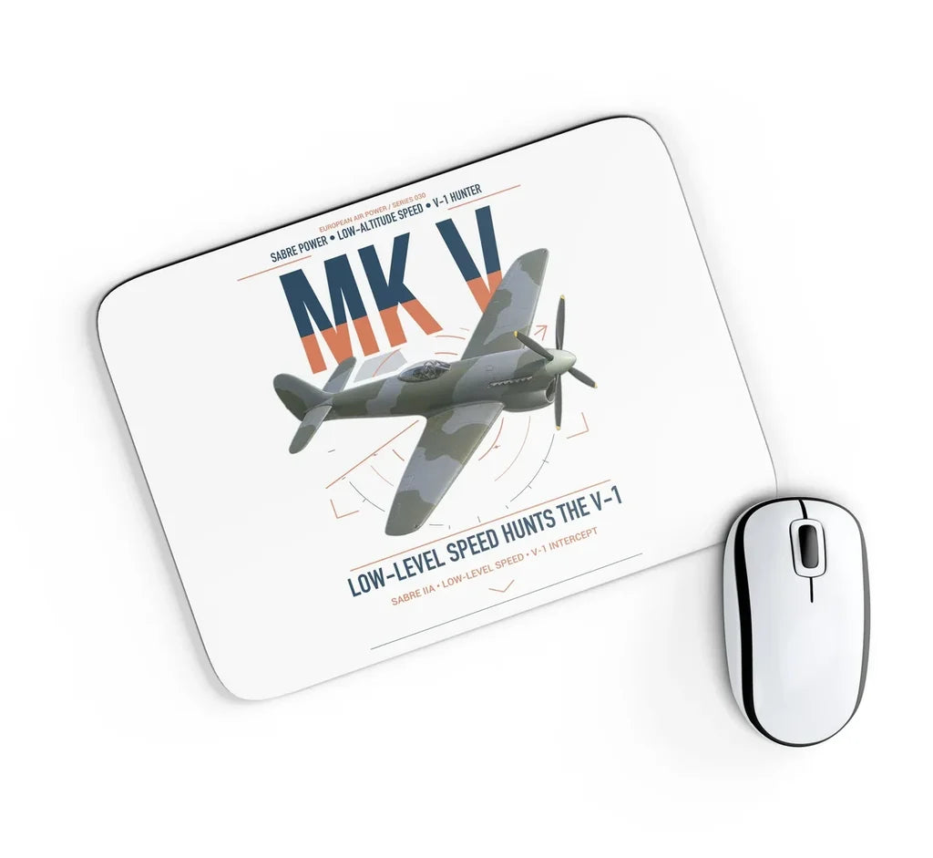 Hawker Tempest Mk V design on white rectangle mouse pad