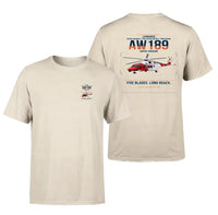 Thumbnail for Leonardo AW189 design on beige t-shirt, double-side print