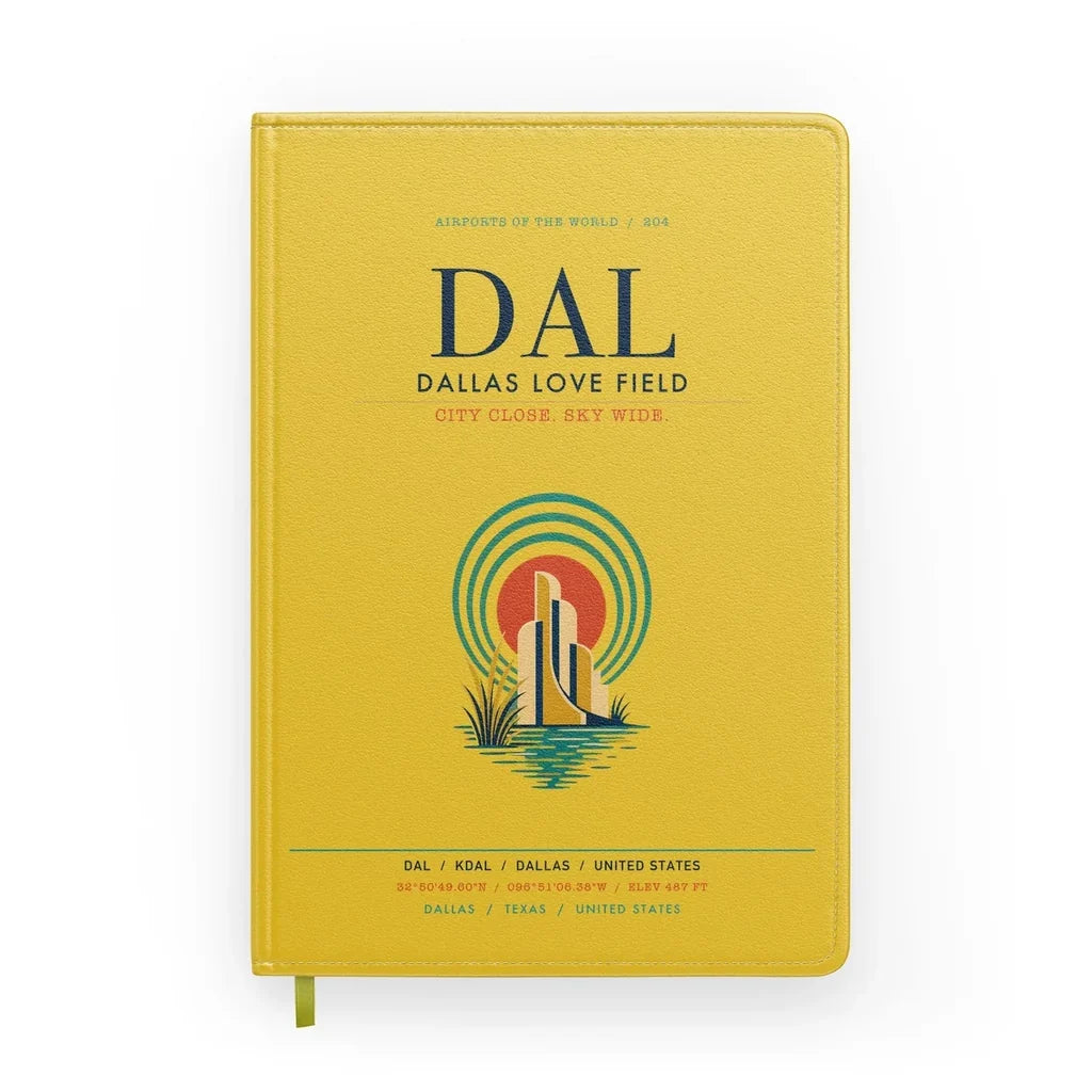 Dallas Love Field (DAL) design on yellow notebook