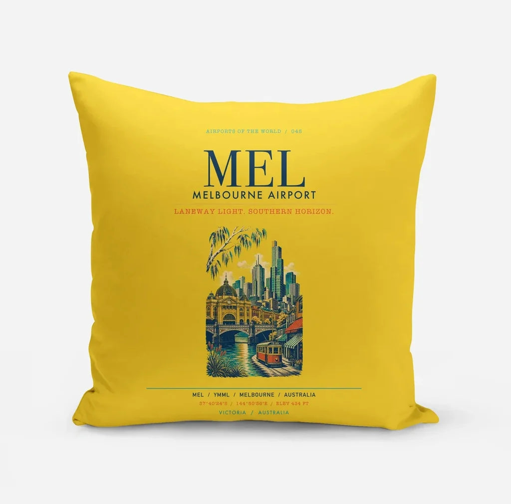 Melbourne Airport (MEL) design on yellow pillow