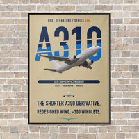 Thumbnail for Airbus A310-300 vertical canvas print - framed - beige background