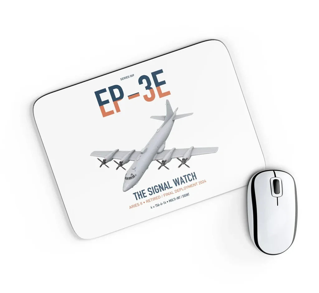 EP-3E ARIES II design on white rectangle mouse pad