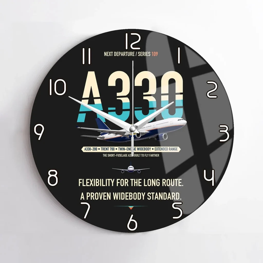 Airbus A330-200 design on black no frame wall clock