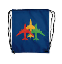 Thumbnail for Colourful 3 Airplanes Drawstring Bag - view 2