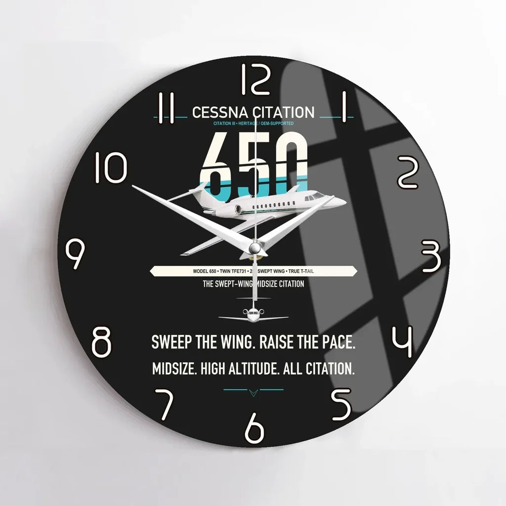 Cessna Citation 650 - Citation III design on black no frame wall clock