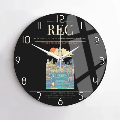 Recife Guararapes (REC) design on black no frame wall clock