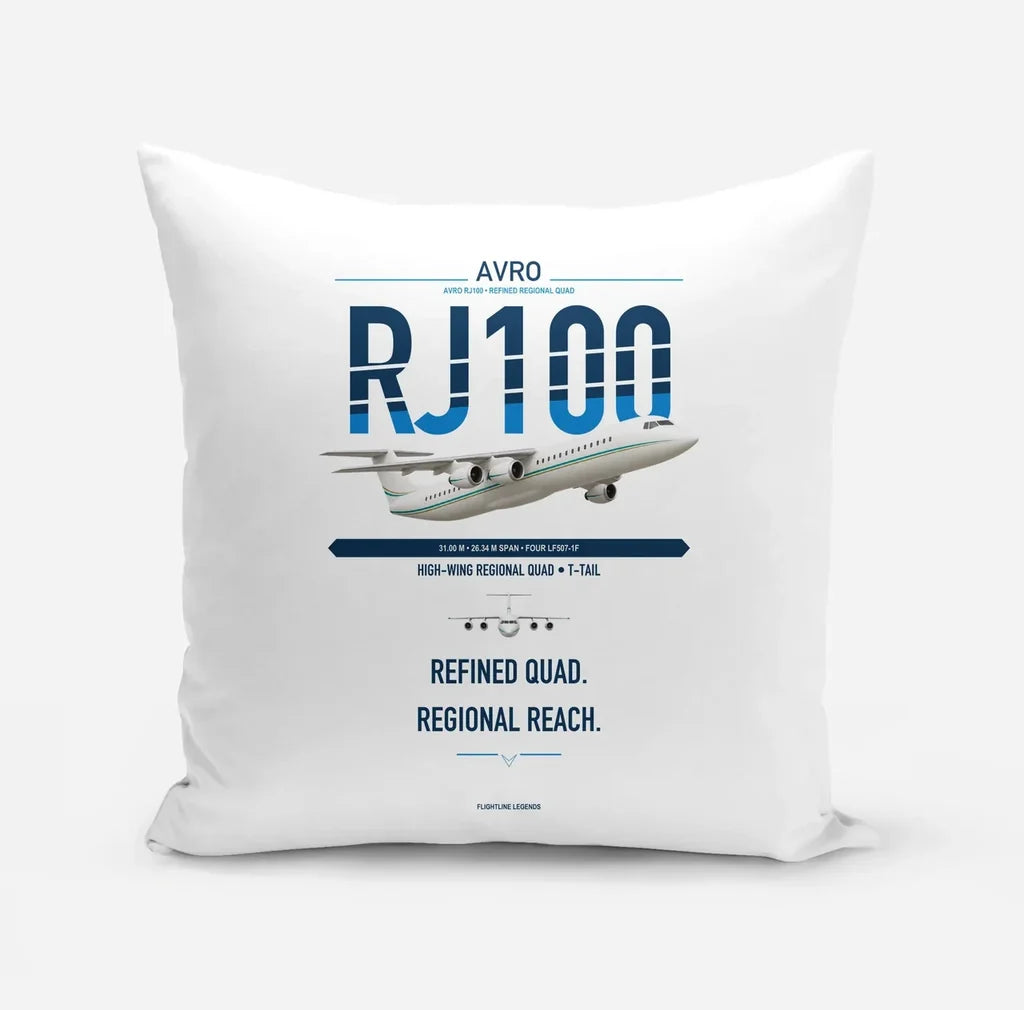 Avro RJ100 design on white pillow