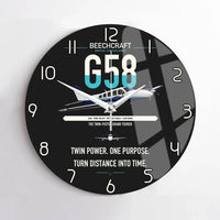 Thumbnail for Beechcraft Baron G58 design on black no frame wall clock