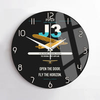 Thumbnail for Piper J-3 Cub design on black no frame wall clock