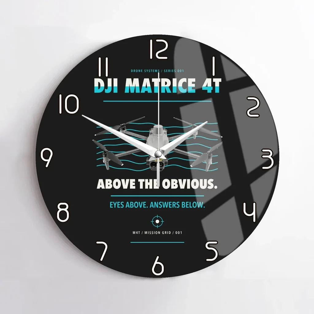 DJI Matrice 4T design on black no frame wall clock