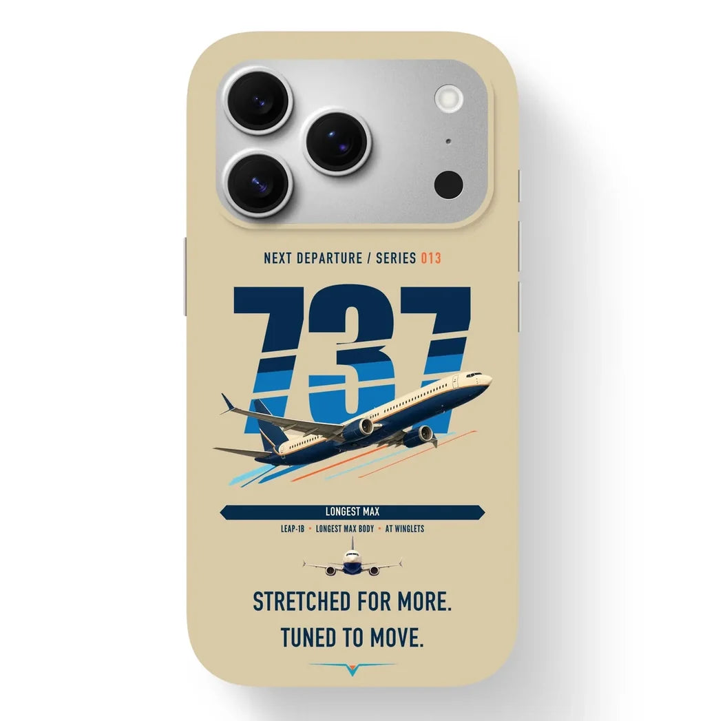 Boeing 737 MAX 10 design on beige magsafe iphone case