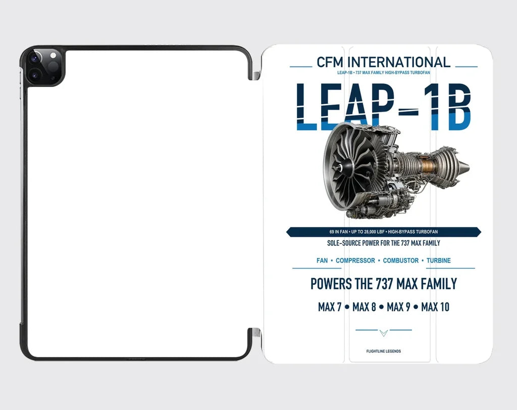 CFM LEAP-1B design on white ipad tablet case