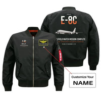 Thumbnail for E-8C Joint STARS design on black+name bomber jacket, double-side print