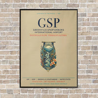 Thumbnail for Greenville-Spartanburg International Airport GSP vertical canvas print - framed - beige background