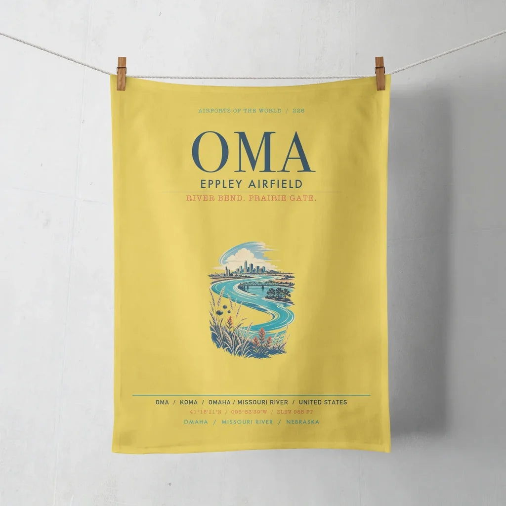 Omaha Eppley Airfield (OMA) design on yellow towel